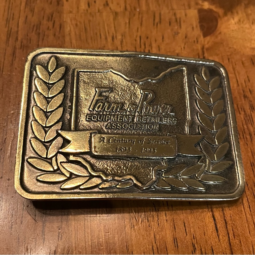 Vintage Ohio Farm & Power Equipment Retailers Belt Buckle 1983-1993 Anniversary